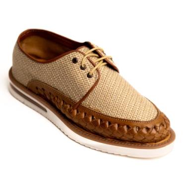 Imagem de Mexico en la Piel Sapatos masculinos feitos à mão de couro e juta Huarache - Design de cadarço marrom fechado com sola de poliuretano branco, confortável, tamanhos 8-13 EUA, Marrom, 42