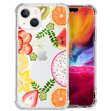 Imagem de Yuning419 Compatível com iPhone 15, capa transparente de morango fruta do dragão para iPhone 15, capa transparente de TPU macio à prova de choque para iPhone 15