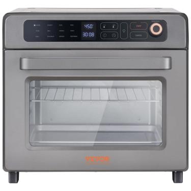 Imagem de Forno Elétrico de Aço Inoxidável com 12 Modos de Cozimento, Capacidade de 25L, Desligamento Automático e Controle Digital, 110V 1700W, VEVOR, Prata