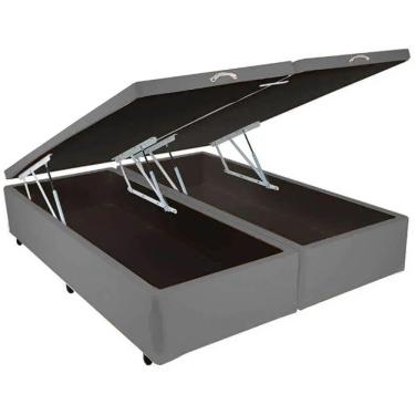Imagem de Base Box Bipartida Baú Casal em Suede 43x188x138 Universal Cor Cinza