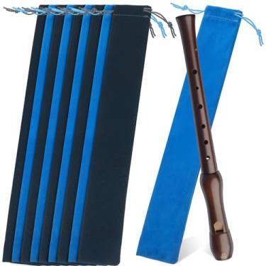 Imagem de TOYANDONA Bolsa Para Flauta Doce Para Instrumentos Musicais 10 Peças Camurça E Material Flocado Bolsa Para Flauta Doce Soprano Fecho Com Cordão