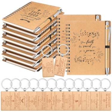 Imagem de Fulmoon Presentes Cristãos Incluem Caderno Espiral Retrátil Bíblia Caneta Esferográfica Chaveiros Inspiradores Bloco de Notas Escrituras Presentes de Apreciação de Funcionários para Homens Mulheres Escritório Igreja Suprimentos (24 Conjuntos)