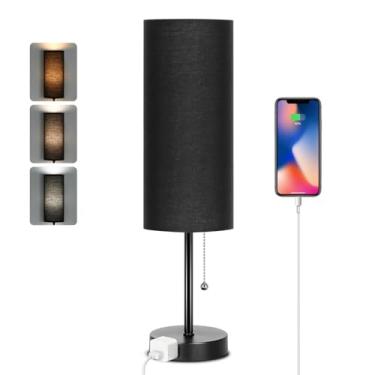 Imagem de Dott Arts Abajur De Mesa De 18" Para Quarto, Abajures De Cabeceira De 3 Cores Com Corrente De Puxar, Abajures De Mesa De Quarto Para Mesa De Cabeceira, Abajur Pequeno Com Tomada Ca Para Sala De Esta