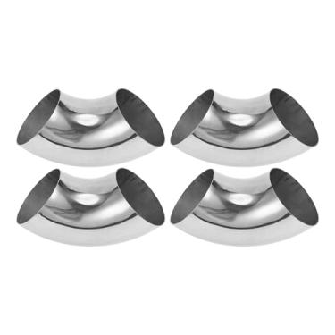 Imagem de Motoforti 4 peças 90 graus mandril curva cotovelo carro modificado tubo de escape tubulação 11.4 cm espessura OD 1,2 mm/18GA 114x275x1,2 mm 304 tom prata aço inoxidável 304