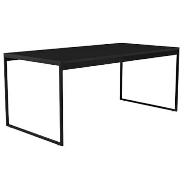 Imagem de Mesa Industrial Retangular 160x80 Pé Metal Cozinha Jantar (Preto/Preto)