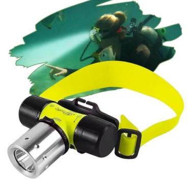 Imagem de Lanterna de Mergulho Cabeça Recarregável Luz LED Subaquática Prova d’Água Pesca Barco Náutica (Branco Frio)