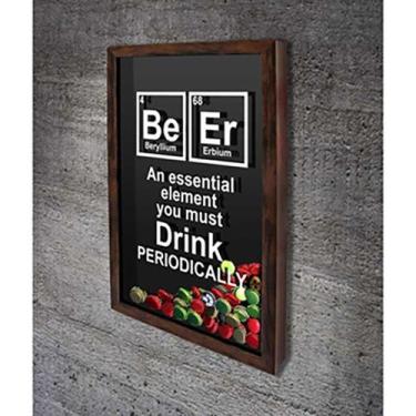 Imagem de Quadro Porta Tampinhas   Tabela Periódica BeEr  - Quadro Novo, Marrom,