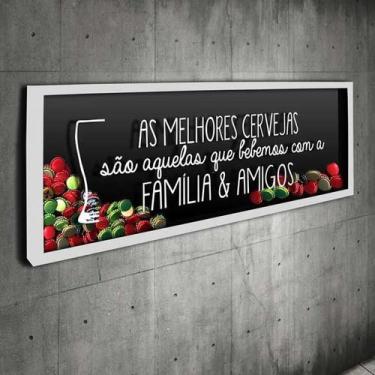Imagem de Quadro Porta Tampinhas Melhores Cervejas - Quadro Novo, 90 x 35 cm, Br