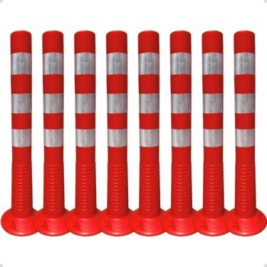 Imagem de Kit 8 Poste Balizador 75cm PE Estacionamento Rodovia Obra Garagem