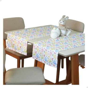 Imagem de Caminho Trilho de Mesa Toalha Páscoa 130x40cm Coelho Decorar - Valle D