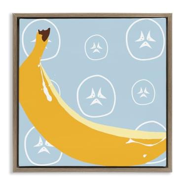 Imagem de Stupell Industries Design de arte de parede em tela emoldurada brilhante banana fruta marrom flutuante por Daniela Santiago, 25 x 25