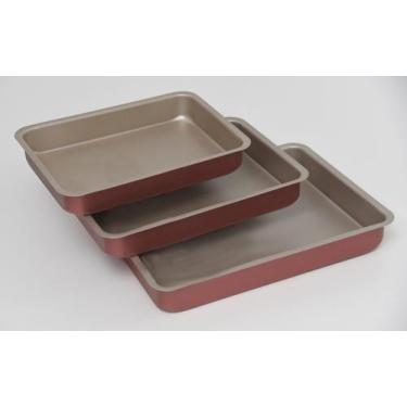 Imagem de Assadeira retangular alta flon cereja/creme 35x (01 peça) - Alumínios 