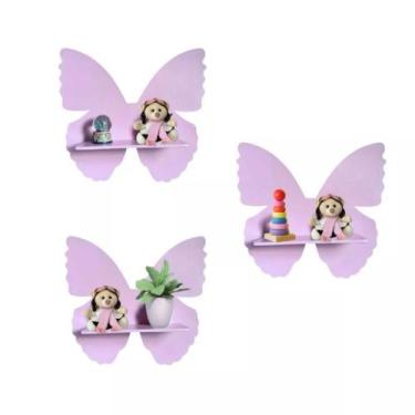 Imagem de Trio Nicho De Prateleira Borboleta MDF Decoração Quarto - 30 - LuckBab