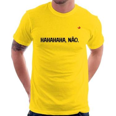 Imagem de Camiseta Hahahaha, Não. - Foca na Moda, Amarelo, G
