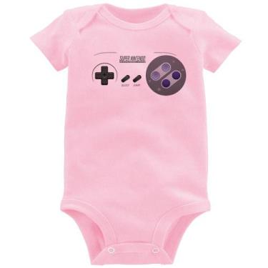 Imagem de Body Bebê Super Nintendo SNES Gamepad - Foca na Moda, Rosa bebê, G