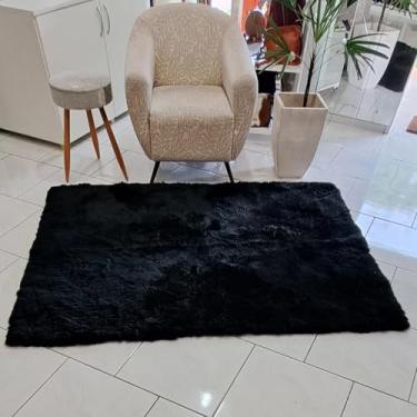Imagem de Tapete De Pele Legítima De Carneiro (Ovino) Lã (Preto, 1,50 x 1,00 m)