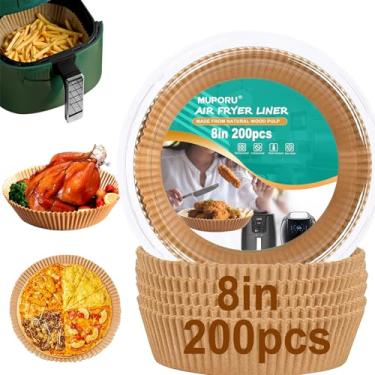 Imagem de Forros de fritadeira a ar de 4 qt, forros Ninja Foodi, 200 peças de forros de fritadeira a ar descartáveis, 5 qt 20 cm, forros circulares para Ninja AF101 AF150 XL AF161