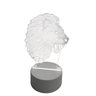 Imagem de Luminária Abajur Leão Display Acrílico Led 3d Mesa Quarto Namorado Luz