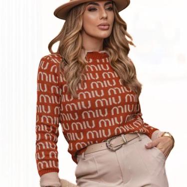 Imagem de Suéter Manga Longa Tricot Moda Inverno Miu miu Feminina - FIORELLA TRI