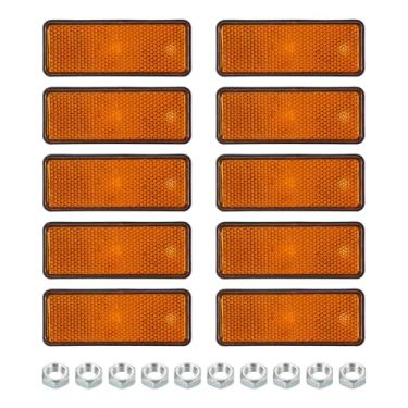 Imagem de PATIKIL Refletores traseiros retangulares, 10 peças refletor de advertência refletor de segurança plástico universal para motocicleta com suporte de parafuso M5 para carro, motocicleta, reboque