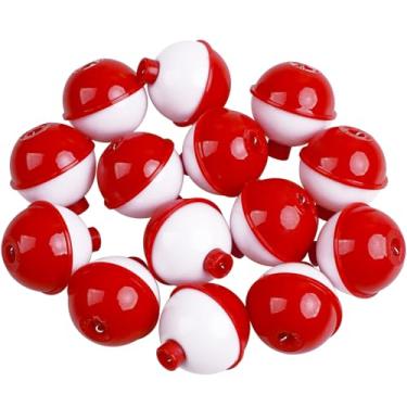 Imagem de JSHANMEI Boia redonda de ABS rígida, boia redonda, vermelho/branco, encaixe, boias de pesca, decoração de festa, 30 peças