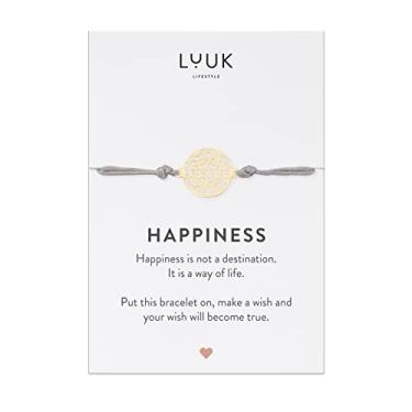 Imagem de LUUK LIFESTYLE Pulseira de filigrana com coração I Life Tree I Infinity I Anchor I Mandala I Flower pingente e cartão de felicidade, acessório de moda, pingente da sorte, presente, pulseira têxtil