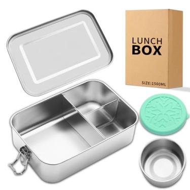Imagem de SUTETLW Lancheira Bento de Aço Inoxidável (1500 ml) - 3 Compartimentos para Almoço de Trabalho
