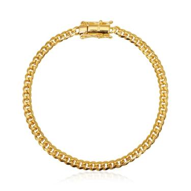 Imagem de Pulseira Masculina De Moeda Antiga Banhada A Ouro 18k - Cubana 4mm (19CM)