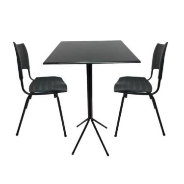 Imagem de Jogo Mesa Bistro C/2 Cadeiras Plásticas Pretas Bar - HENVIFER