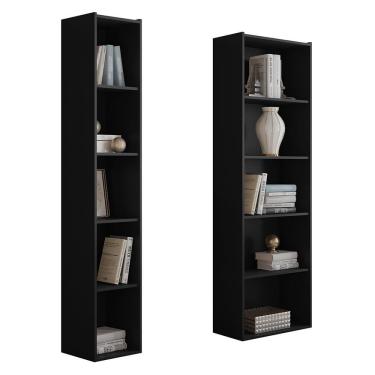 Imagem de Kit Estante Livreiro Janaina e Luiza com Prateleiras - ajl Móveis Preto