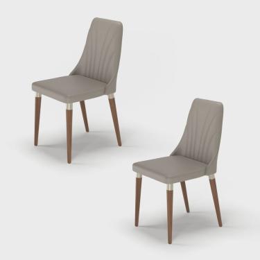 Imagem de Kit 2 Cadeiras Loren com Pés em Madeira Maciça