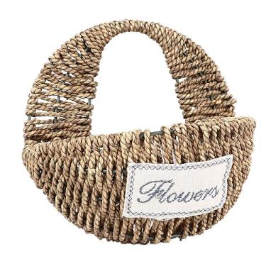 Imagem de Pequena Cesta de Flores Tecida Em Palha Rústica para Casa de Festa de Escritório, Cesta Decorativa Multiuso Com Alça, para o Dia das Mães, Natal, Dia Dos (Pequeno)