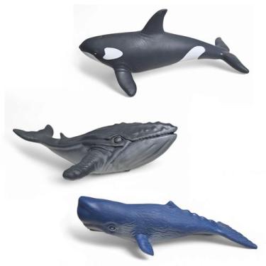Imagem de Kit Boneco Vinil Animais Marinhos Baleias Super Realistas - Cometa