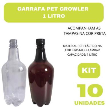 Imagem de Garrafa Growler com Tampa - Kit com 10 Unidades  Qualidade e Versatili