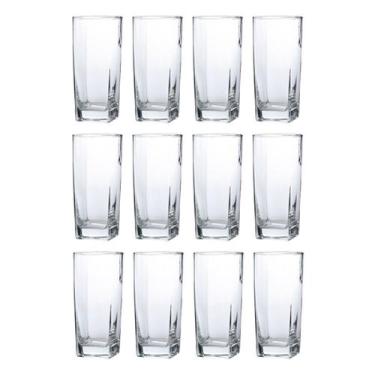 Imagem de Conjunto Com 12 Copos Vidro Bali Quadrado 320ml Transparente - PRATICA