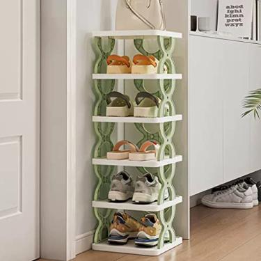 Imagem de Sapateira estreita de 6 camadas, caixa de entupimento pequeno suporte vertical para sapatos, entrada DIY que economiza espaço, armário, entrada, fácil de montar, armazenamento permanente de poeira