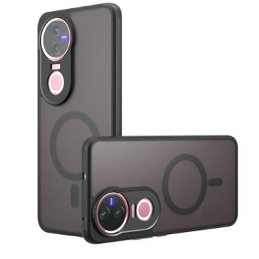 Imagem de Capa compatível com Vivo V50 5G, compatível com MagSafe, compatível com Vivo V50 5G V2427 capa magnética embutida para celular antichoque preta