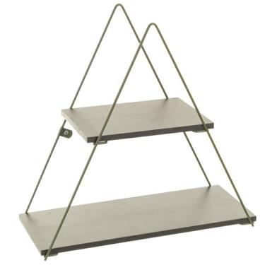 Imagem de Prateleira Decorativa Geométrica Triangular, Cor Verde Microtextura com Madeira Preta, Metaltru