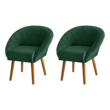 Imagem de Kit 2 Poltronas Decorativas Giovana Pés Palito Veludo Verde - CASA DA 