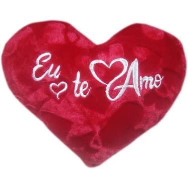 Imagem de Almofada Coração De Pelúcia Vermelho Eu Te Amo Namorados