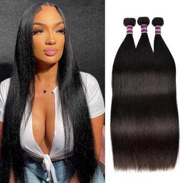 Imagem de Meitiya Pacotes De Cabelo Humano 12A, Liso, Ondulado, 3 Pacotes De Cabelo Humano De 18, 20 E 22 Polegadas, 100% Cabelo Virgem Brasileiro Não Processado, Ofertas De Extensões De Cabelo De Trama Rápid