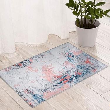 Imagem de Fashriend Katina Tapete de porta - 5 cm × 8 cm lavável na máquina tapete antiderrapante moderno abstrato tapete pequeno tapete boho para sala de estar sala de jantar lavanderia quarto banheiro cozinha sala de aula escritório - rosa