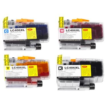 Imagem de Kit 4x Cartuchos de Tinta Lotus Compatíveis com Brother LC406 LC406XL LC-406XL COM CHIP Cores Ciano Magenta Amarelo e Preto - CMYK | Para MFC-J4335DW J4345DW J4535DW J5855DW J5955DW J6555DW J6955DW