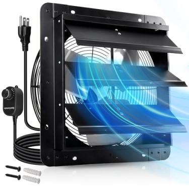 Imagem de Hiorucet Exaustor de obturador montado na parede de 35 cm com controlador de velocidade e kit de cabo de alimentação de 1,8 m, 60 Hz, 75 W, motor de cobre puro com alta velocidade e baixo ruído