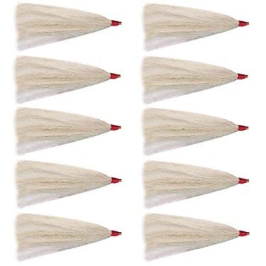 Imagem de Bucktail Teasers Iscas de pesca 10 peças Bucktail de água salgada para teeasers, plugues - Kit de provocação deslizante de cauda de bacalhau de pesca (bege)