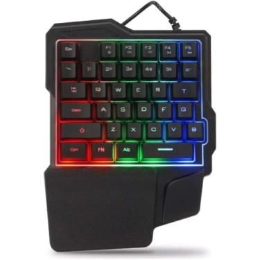 Imagem de Teclado Gamer Uma Mão Single Handed Multimídia Leds Rgb Controle de Iluminação Conexão Usb Pc Notebook Mac Celular