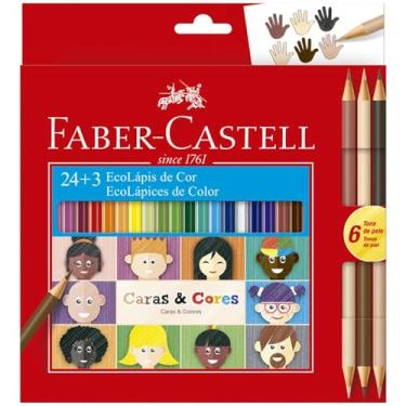 Imagem de Lápis de Cor, Faber-Castell, Ecolápis Caras & Cores, 120124CC, 24 Cores + 3 Tons de Pele