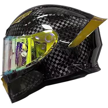 Imagem de Capacete De Motocicleta De Fibra De Carbono, Capacete De Motocicleta Facial Com Asa De Cauda, Capacete De Motocicleta Aprovado Pelo Dot/Ece Capacete De Bicicleta De Rua Para Hom, I, M(55-56CM)
