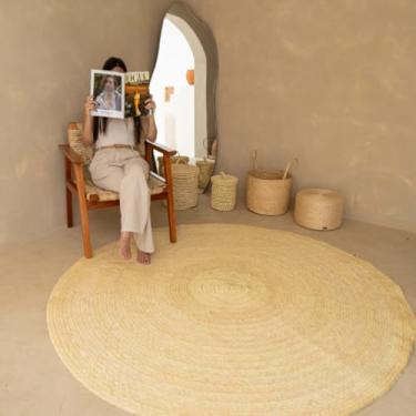 Imagem de Tapete Palha Fibra Natural Artesanal Redondo Rustico 1,50m
