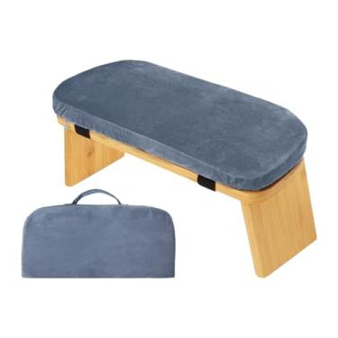 Imagem de Pegciuho Banco de meditação Suporte portátil ergonômico do quadril Fácil de limpar a cadeira de ajoelhamento confortável para o quarto da sala da sala, Azul Claro